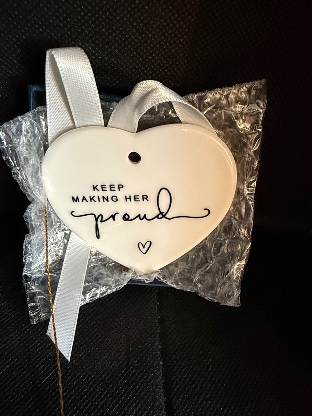 Keep Making Her Proud White Heart Ornament - Inspirational Home Accent NIB